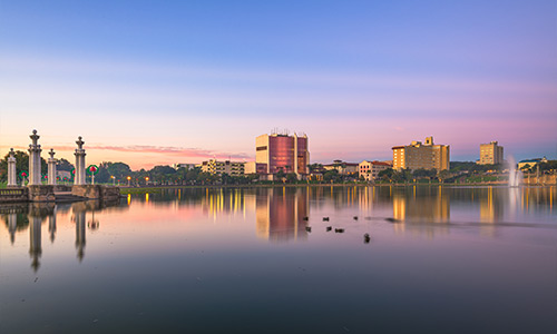 Sunset over Lakeland, Florida skyline