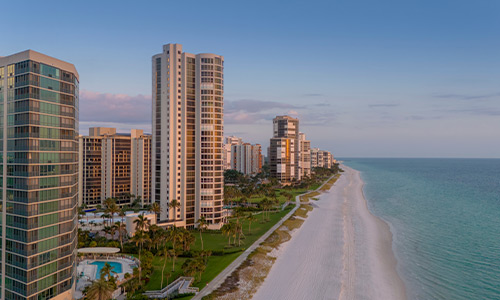 Naples, Florida coast at sunset